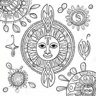 Colorful Taino Symbols Coloring Page 62304-49956