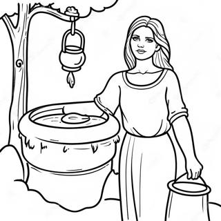 Beautiful Woman At The Well Coloring Page 62324-49973