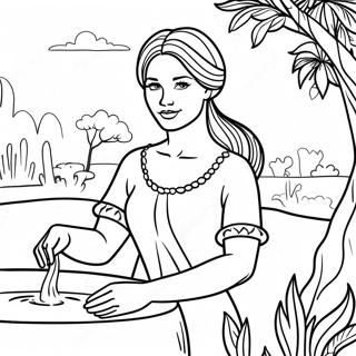 Beautiful Woman At The Well Coloring Page 62324-49975