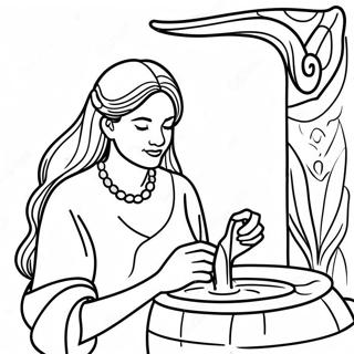 Beautiful Woman At The Well Coloring Page 62324-49976