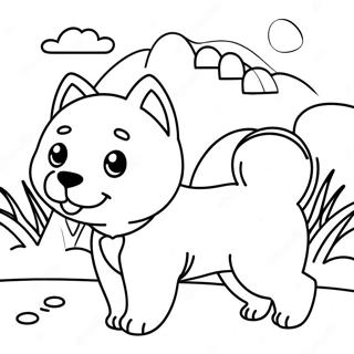 Playful Shiba Inu Puppy Coloring Page 62354-50009