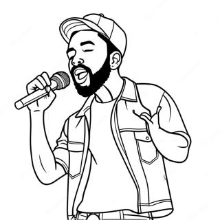 Brent Faiyaz Singing On Stage Coloring Page 62364-50001