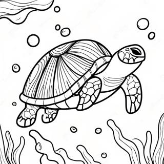 Realistic Sea Turtle Swimming Coloring Page 62373-50005