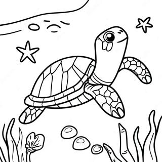 Realistic Sea Turtle Swimming Coloring Page 62373-50007