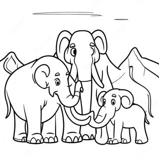 Mammoth Family In The Snow Coloring Page 6237-5086