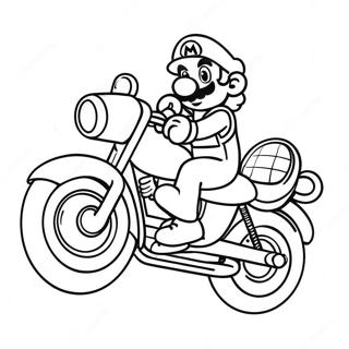 Mario On Motorcycle Coloring Pages