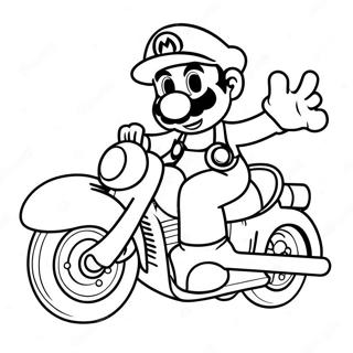 Mario On Colorful Motorcycle Coloring Page 62423-50052