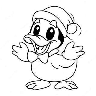 Cheerful Donald Duck With Santa Hat Coloring Page 62444-50069