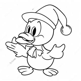 Cheerful Donald Duck With Santa Hat Coloring Page 62444-50072