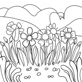 Field With Colorful Flowers Coloring Page 62463-50081