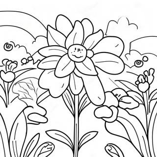 Field With Colorful Flowers Coloring Page 62463-50084