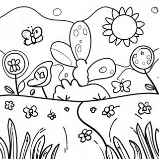 Sunny Field With Butterflies Coloring Page 62464-50086