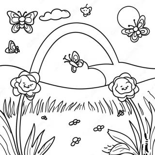 Sunny Field With Butterflies Coloring Page 62464-50087