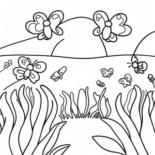 Sunny Field With Butterflies Coloring Page 62464-50088