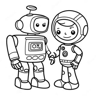 Ron With His Colorful Robot Coloring Page 62494-50112