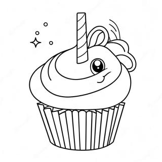 Sparkling Unicorn Cupcake Coloring Page 62564-50169