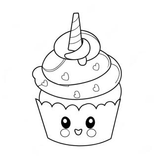 Sparkling Unicorn Cupcake Coloring Page 62564-50170