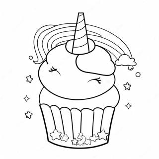 Sparkling Unicorn Cupcake Coloring Page 62564-50171