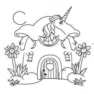 Magical Unicorn House Coloring Page 62614-50208