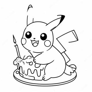 Pikachu With Birthday Cake Coloring Page 62634-50219