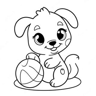 Cute Baby Puppy Playing With Ball Coloring Page 62703-50269