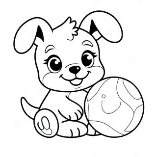 Cute Baby Puppy Playing With Ball Coloring Page 62703-50270