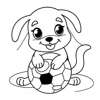 Cute Baby Puppy Playing With Ball Coloring Page 62703-50271