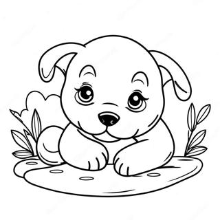 Adorable Baby Puppy Sleeping Coloring Page 62704-50273