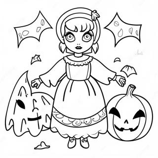 Lydia Deetz In Spooky Outfit Coloring Page 62764-50325