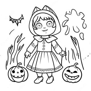 Lydia Deetz In Spooky Outfit Coloring Page 62764-50327