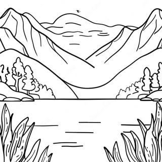 Serene Lake With Mountains Coloring Page 62784-50341