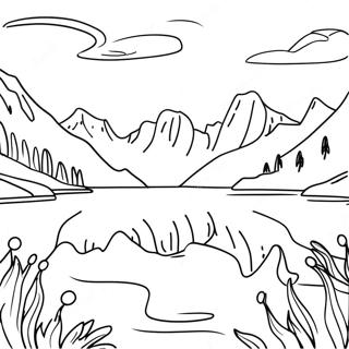 Serene Lake With Mountains Coloring Page 62784-50342