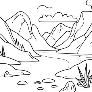 Serene Lake With Mountains Coloring Page 62784-50344