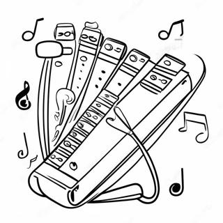 Colorful Xylophone With Musical Notes Coloring Page 62794-50350