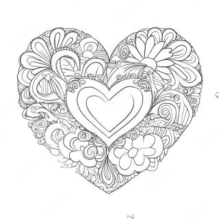 Vintage Valentine Heart Coloring Page 62813-50370