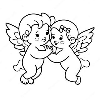 Charming Vintage Valentine Cupids Coloring Page 62814-50362