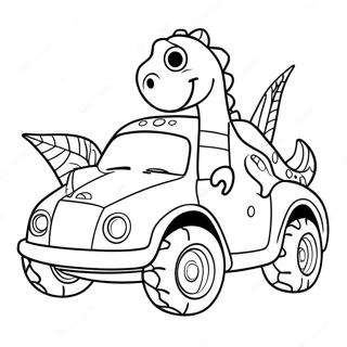 Dinosaur Car Coloring Pages