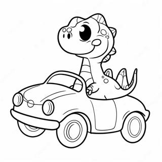 Cute Dinosaur Driving A Car Coloring Page 62824-50373