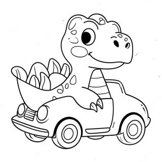 Cute Dinosaur Driving A Car Coloring Page 62824-50374