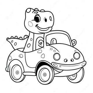 Cute Dinosaur Driving A Car Coloring Page 62824-50375