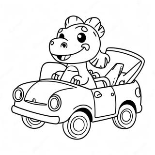 Cute Dinosaur Driving A Car Coloring Page 62824-50376