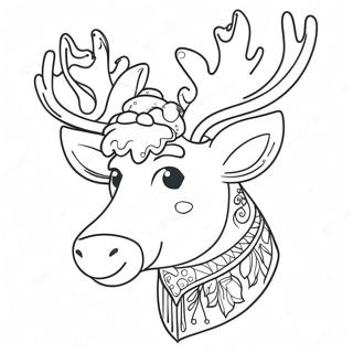 Festive Reindeer Head Coloring Page 62904-50434