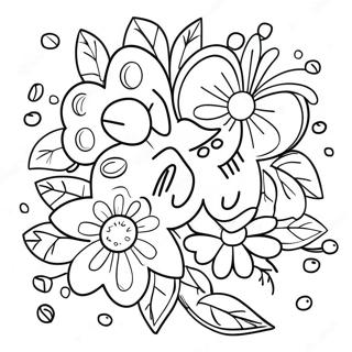 Colorful Easy Word Coloring Page With Flowers 6297-5137