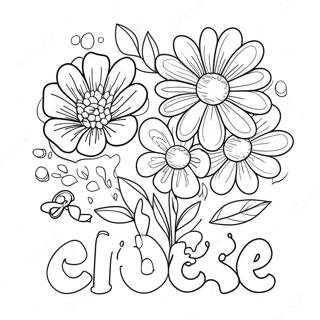 Colorful Easy Word Coloring Page With Flowers 6297-5139