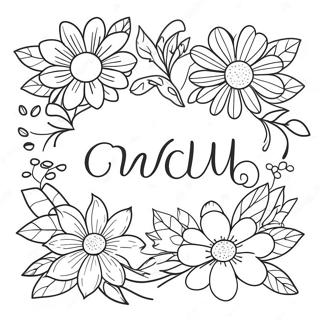 Colorful Easy Word Coloring Page With Flowers 6297-5140