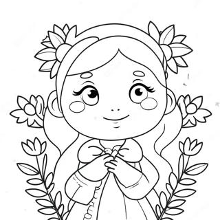 Cute Mina With Flowers Coloring Page 63044-50537