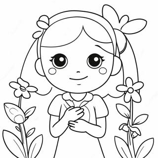 Cute Mina With Flowers Coloring Page 63044-50539