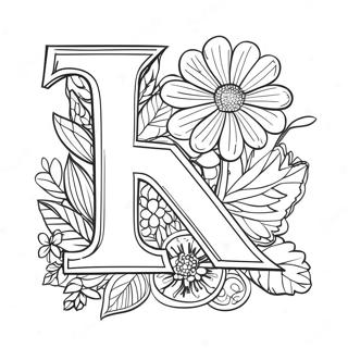 Flower Letter Coloring Page For Adults 63103-50581