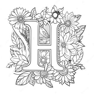 Flower Letter Coloring Page For Adults 63103-50584