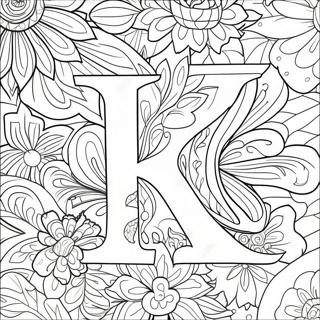 Elegant Flower Letter Coloring Page 63104-50586